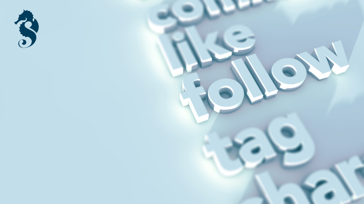 Social media engagement graphic showing comment, like, follow, tag with Southern View Media logo