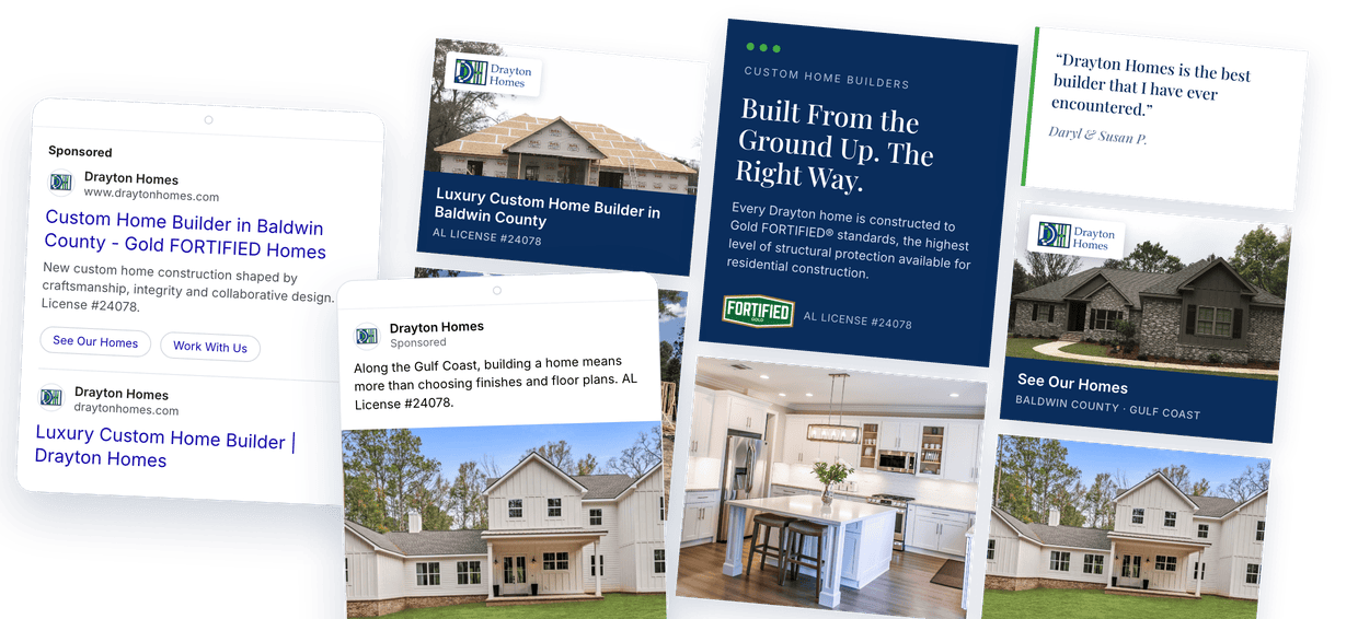 Google Ads and Meta ad creative built for Drayton Homes